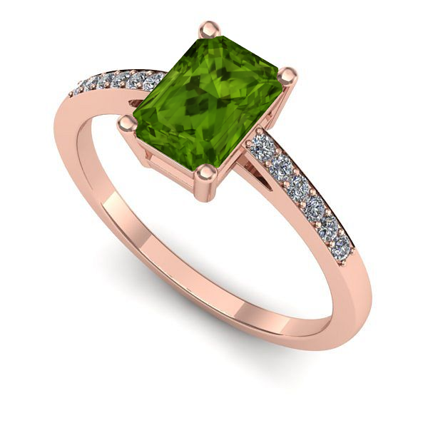 Inel din aur roz cu peridot