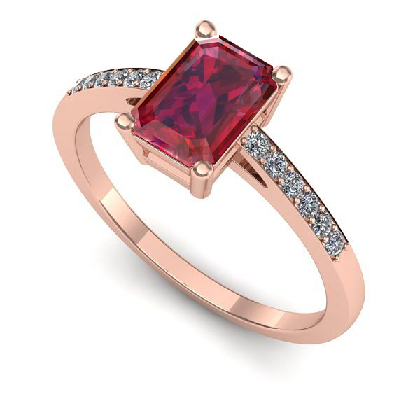 Inel logodna din aur roz cu rubin