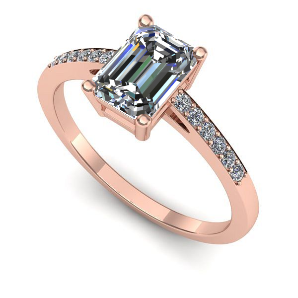 Inel de logodna din aur roz cu safir alb