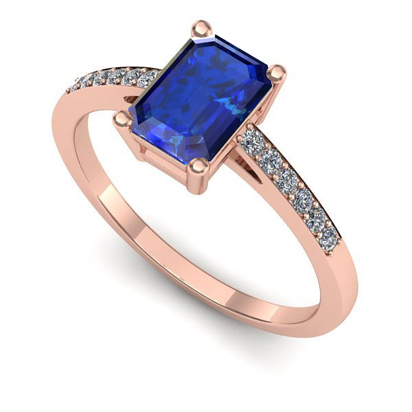 Inel de logodna din aur roz cu safir