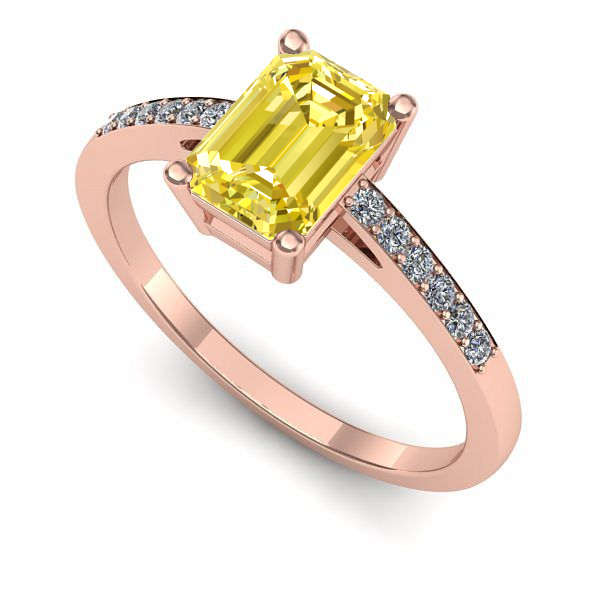 Inel logodna din aur roz cu safir galben