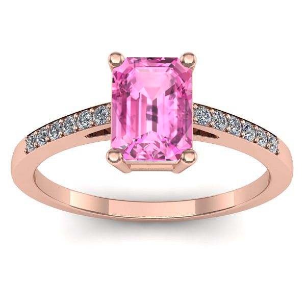 Inel cu safir roz dreptunghiular