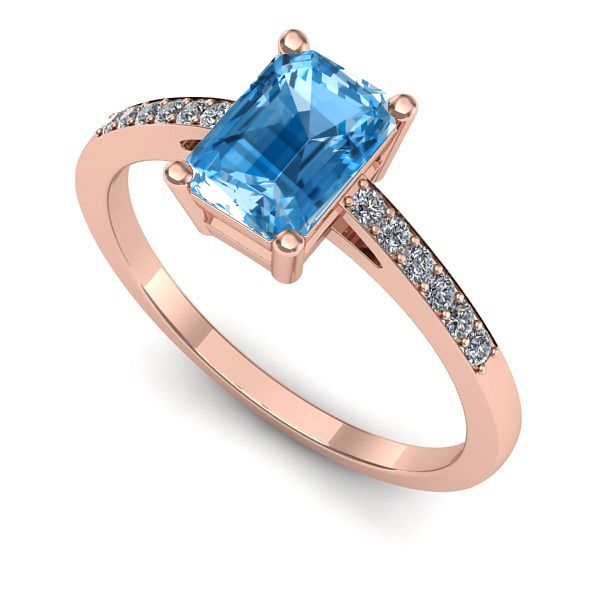 Inel din aur roz cu topaz blue