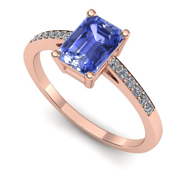 Inel logodna din aur roz cu tanzanit