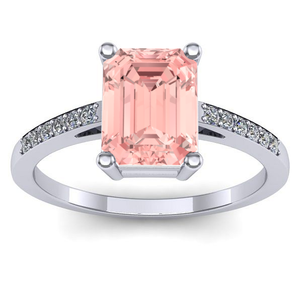 Inel logodna cu diamant de laborator roz dreptunghiular