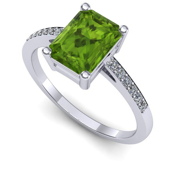 Inel de logodna din aur alb cu peridot