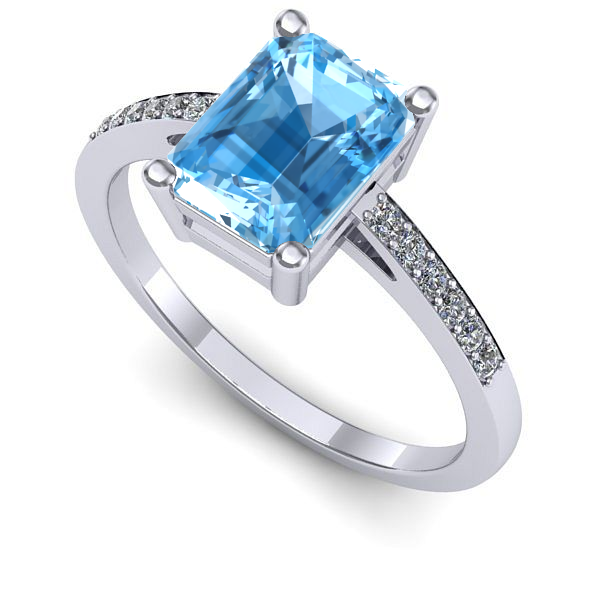 Inel logodna din aur alb cu topaz blue