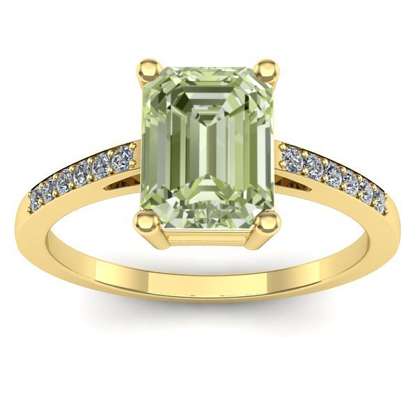 Inel de logodna cu diamant de laborator verde dreptunghiular