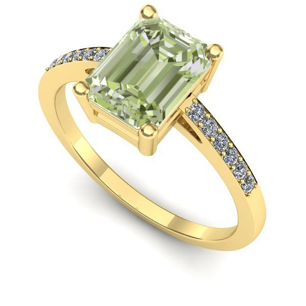 Inel logodna din aur galben cu diamant de laborator verde