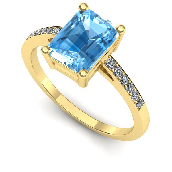 Inel din aur galben cu topaz blue