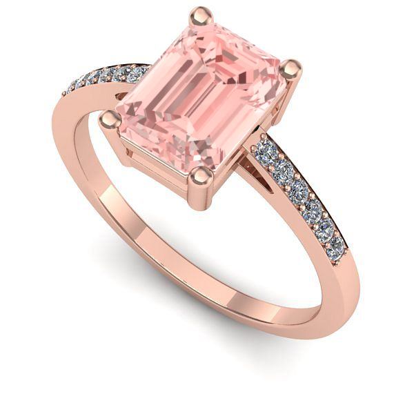 Inel din aur roz cu diamant de laborator roz