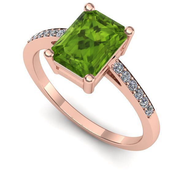 Inel de logodna din aur roz cu peridot