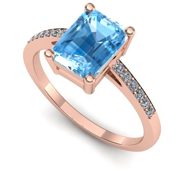 Inel logodna din aur roz cu topaz blue