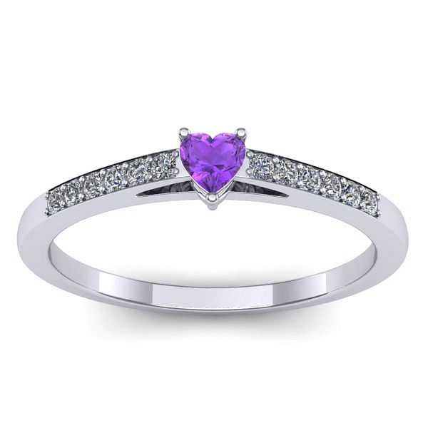 Inel logodna cu ametist inima