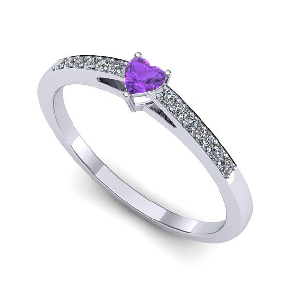 Inel de logodna din aur alb cu ametist