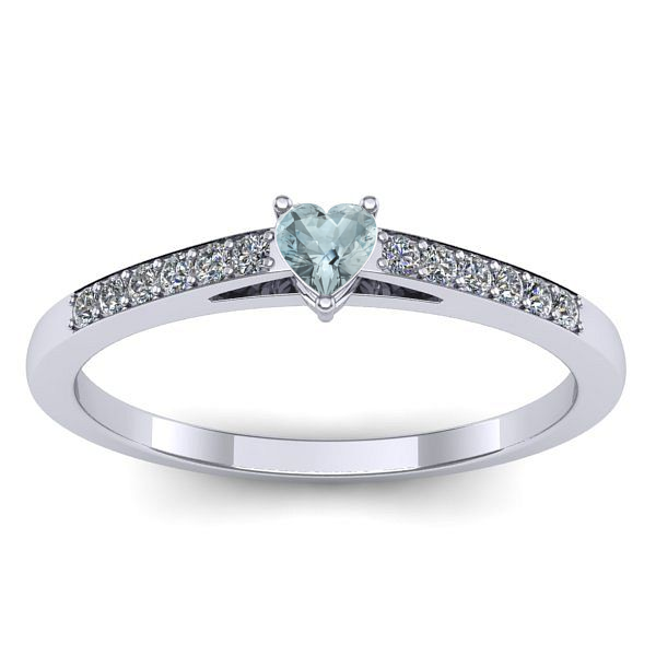 Inel de logodna cu aquamarin inima