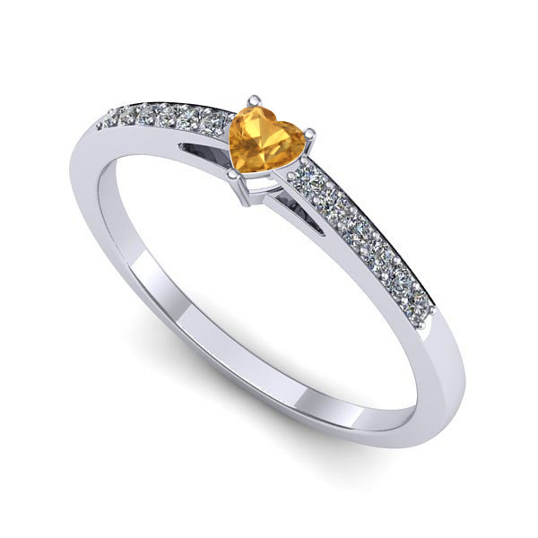 Inel logodna din aur alb cu citrin