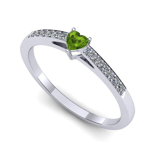 Inel de logodna din aur alb cu peridot