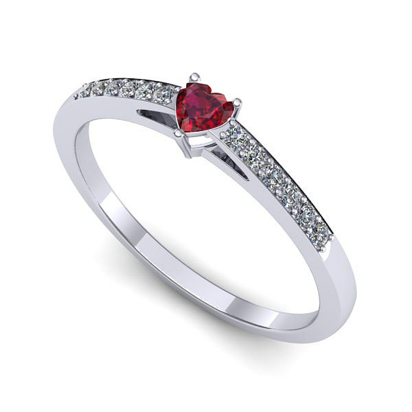 Inel logodna din aur alb cu rubin