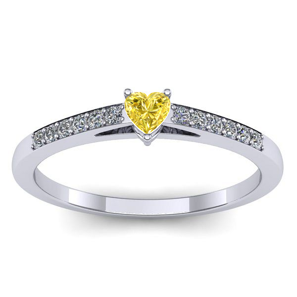 Inel cu safir galben inima