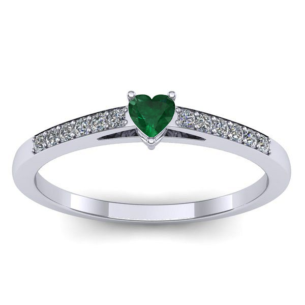 Inel logodna cu smarald inima