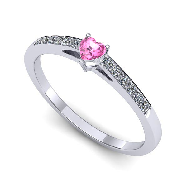 Inel din aur alb cu safir roz