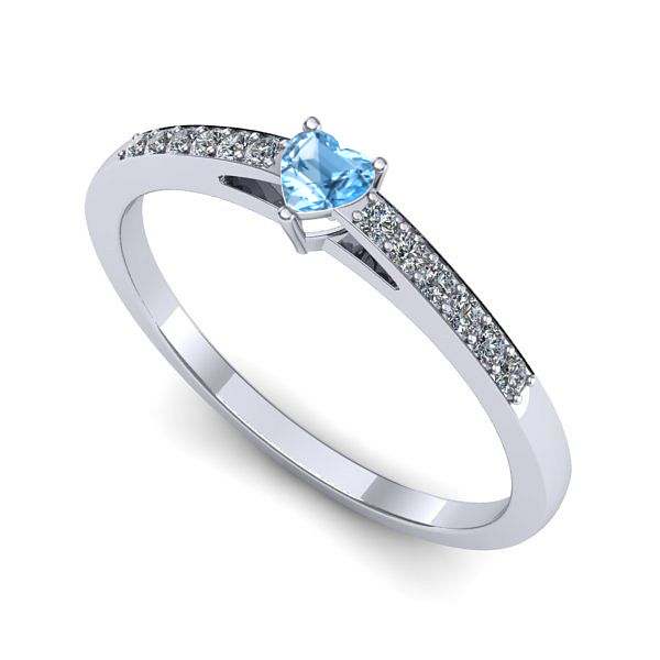 Inel din aur alb cu topaz blue