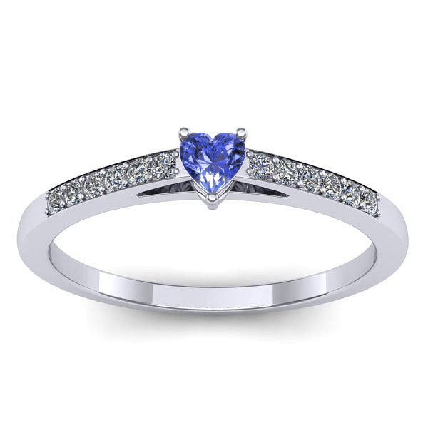 Inel logodna cu tanzanit inima