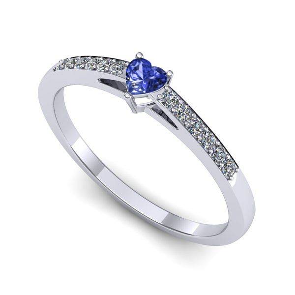 Inel logodna din aur alb cu tanzanit