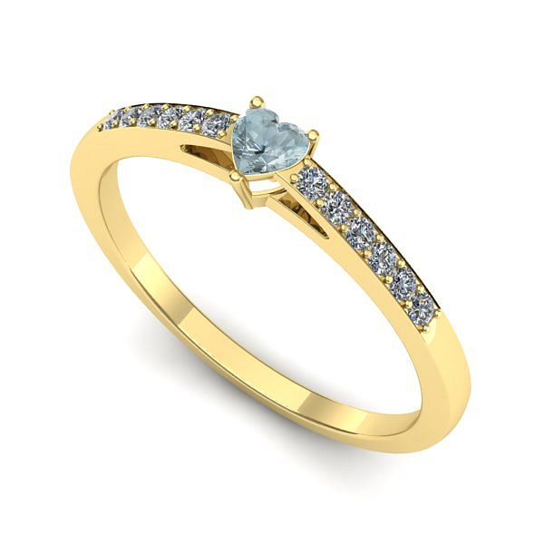 Inel din aur galben cu aquamarin
