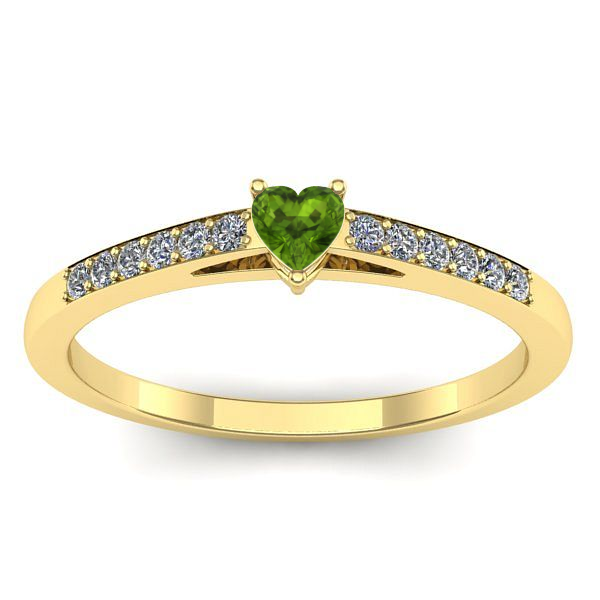 Inel logodna cu peridot inima
