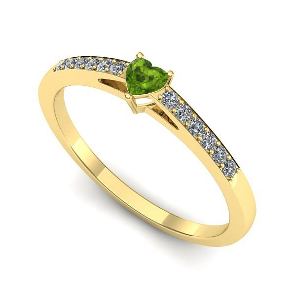 Inel logodna din aur galben cu peridot