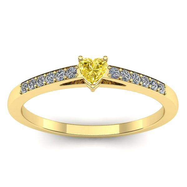 Inel cu safir galben inima