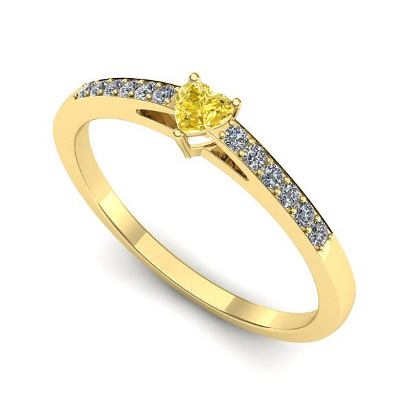 Inel logodna din aur galben cu safir galben