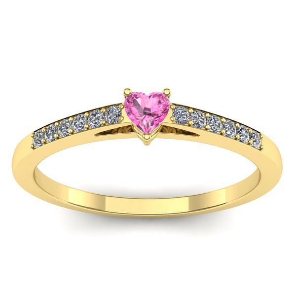 Inel cu safir roz inima