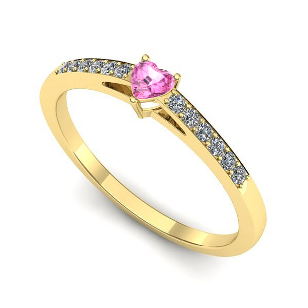 Inel logodna din aur galben cu safir roz