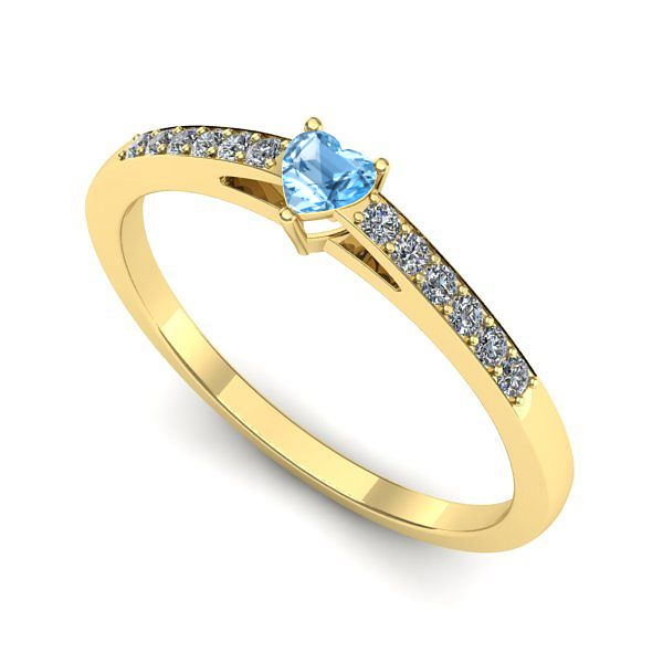 Inel de logodna din aur galben cu topaz blue