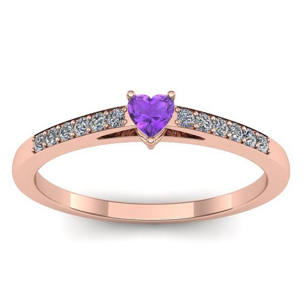 Inel de logodna cu ametist inima