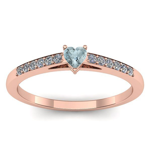 Inel cu aquamarin inima