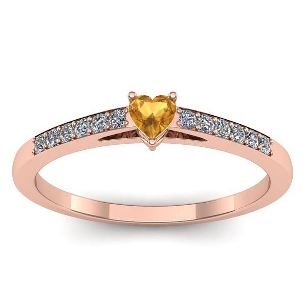 Inel logodna cu citrin inima