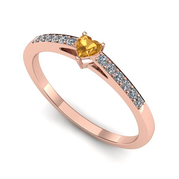 Inel logodna din aur roz cu citrin