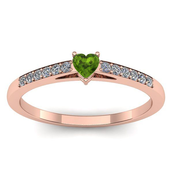 Inel de logodna cu peridot inima