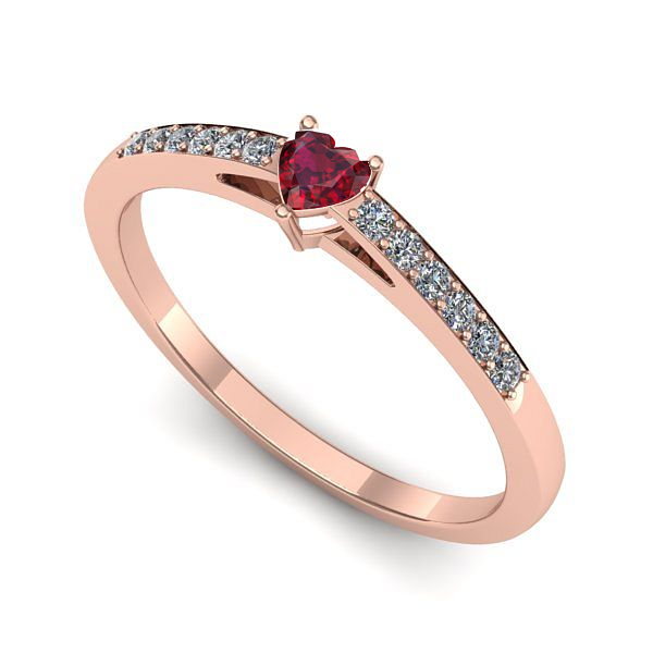 Inel din aur roz cu rubin