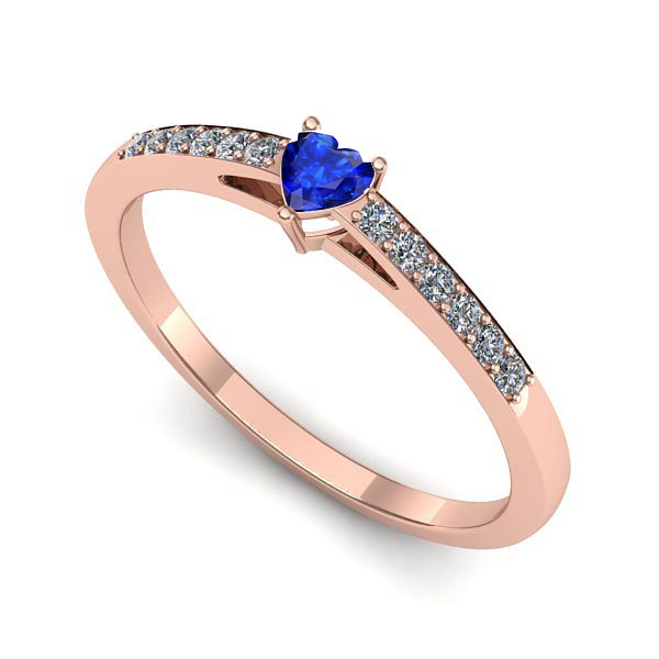 Inel din aur roz cu safir