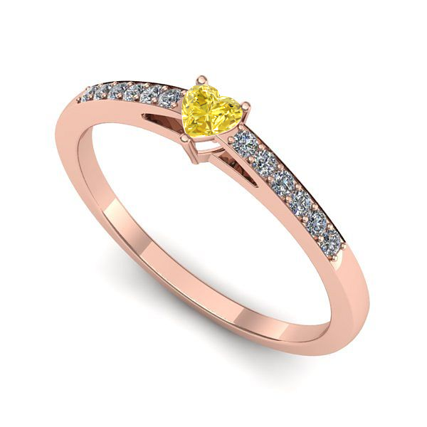 Inel din aur roz cu safir galben