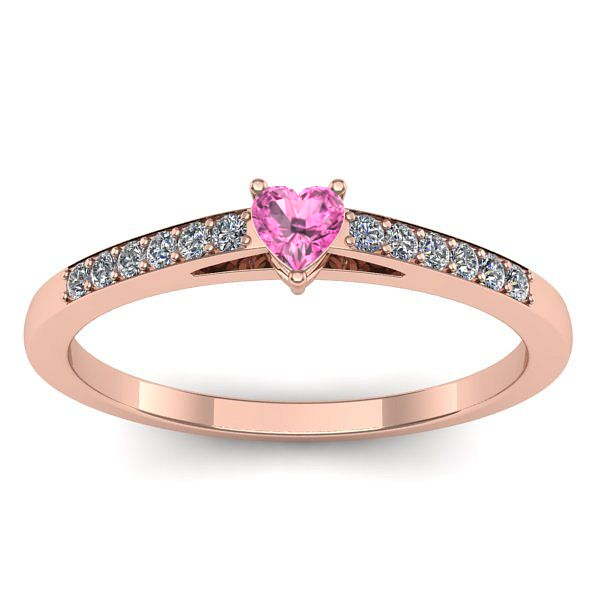 Inel de logodna cu safir roz inima