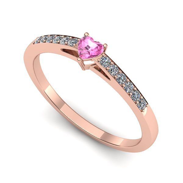 Inel logodna din aur roz cu safir roz