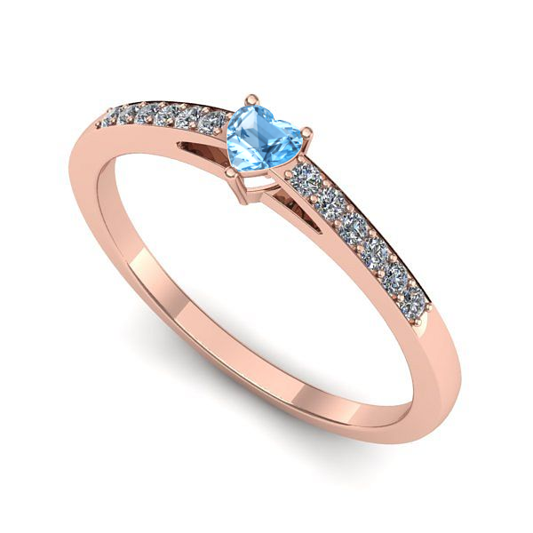 Inel de logodna din aur roz cu topaz blue