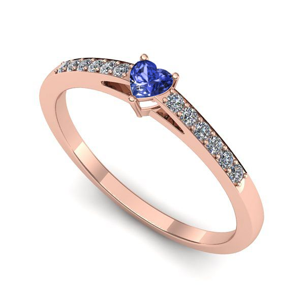 Inel logodna din aur roz cu tanzanit