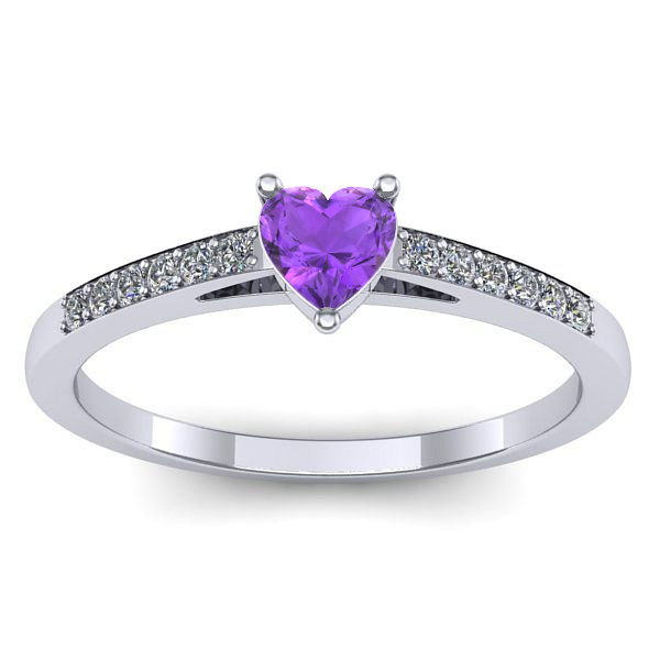 Inel de logodna cu ametist inima